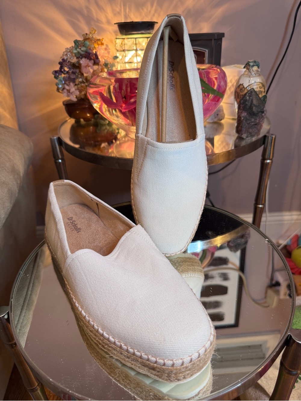 Dr. Scholl's Sunray White Canvas Espadrille Platform Slip-On size 11